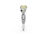 White gold Fancy Yellow Asscher Cut Solitaire Twist Pave Diamond Engagement Ring with Prong Setting_2