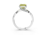 White gold Fancy Yellow Asscher Cut Solitaire Twist Pave Diamond Engagement Ring with Prong Setting_3