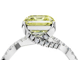 White gold Fancy Yellow Asscher Cut Solitaire Twist Pave Diamond Engagement Ring with Prong Setting_4