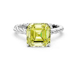 White gold Fancy Yellow Asscher  Cut Solitaire Twisted Band with Four-Prong Setting_53