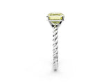 White gold Fancy Yellow Asscher  Cut Solitaire Twisted Band with Four-Prong Setting_53