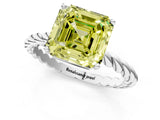 White gold Fancy Yellow Asscher  Cut Solitaire Twisted Band with Four-Prong Setting_54