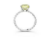 White gold Fancy Yellow Asscher  Cut Solitaire Twisted Band with Four-Prong Setting_56