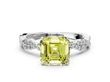 White gold Fancy Yellow Asscher Cut Solitaire Twisted Pave Band with Four-Prong Setting_15