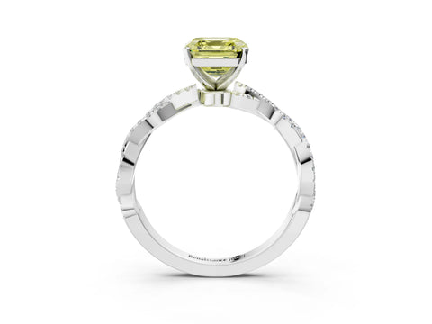 White gold Fancy Yellow Asscher Cut Solitaire Twisted Pave Band with Four-Prong Setting_18