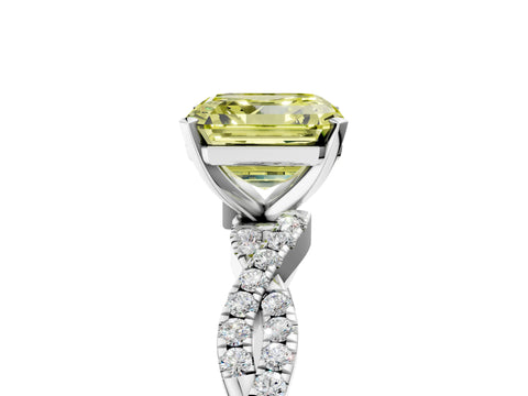 White gold Fancy Yellow Asscher Cut Solitaire Twisted Pave Band with Four-Prong Setting_20