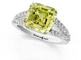 White gold Fancy Yellow Asscher  Cut Split Shank Pave Diamond Engagement Ring with Four-Prong Setting_1