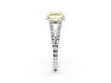 White gold Fancy Yellow Asscher  Cut Split Shank Pave Diamond Engagement Ring with Four-Prong Setting_2