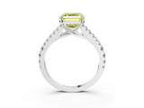 White gold Fancy Yellow Asscher  Cut Split Shank Pave Diamond Engagement Ring with Four-Prong Setting_3
