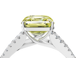 White gold Fancy Yellow Asscher  Cut Split Shank Pave Diamond Engagement Ring with Four-Prong Setting_4