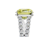 White gold Fancy Yellow Asscher  Cut Split Shank Pave Diamond Engagement Ring with Four-Prong Setting_5