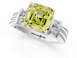 White gold Fancy Yellow Asscher  Cut Three-Stone Channel Set Ring with Bar Prongs_1