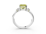 White gold Fancy Yellow Asscher  Cut Three-Stone Channel Set Ring with Bar Prongs_3
