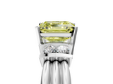 White gold Fancy Yellow Asscher  Cut Three-Stone Channel Set Ring with Bar Prongs_5
