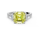 White gold Fancy Yellow Asscher  Cut Three-Stone Diamond Pavé Band with Prong Setting_17