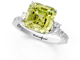 White gold Fancy Yellow Asscher  Cut Three-Stone Diamond Pavé Band with Prong Setting_18