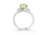 White gold Fancy Yellow Asscher  Cut Three-Stone Diamond Pavé Band with Prong Setting_20
