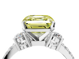 White gold Fancy Yellow Asscher  Cut Three-Stone Diamond Pavé Band with Prong Setting_21