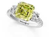 White gold Fancy Yellow Asscher  Cut Three-Stone Diamond Pave Band with Prong Setting_52