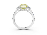 White gold Fancy Yellow Asscher  Cut Three-Stone Diamond Pave Band with Prong Setting_54