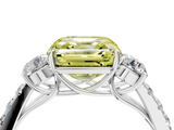 White gold Fancy Yellow Asscher  Cut Three-Stone Diamond Pave Band with Prong Setting_55