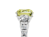 White gold Fancy Yellow Asscher  Cut Three-Stone Diamond Pave Band with Prong Setting_56