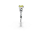 White gold Fancy Yellow Asscher Cut Three-Stone Diamond Ring with Pavé Band and Four-Prong Setting_26
