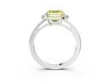 White gold Fancy Yellow Asscher  Cut Three-Stone Solitaire Ring with Round Accent Diamonds and Four-Prong Setting_40