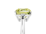 White gold Fancy Yellow Asscher  Cut Three-Stone Solitaire Ring with Round Accent Diamonds and Four-Prong Setting_42