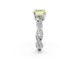White gold Fancy Yellow Asscher  Cut Twisted Pavé Band Solitaire Ring with Four-Prong Setting_2