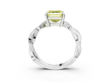 White gold Fancy Yellow Asscher  Cut Twisted Pavé Band Solitaire Ring with Four-Prong Setting_3