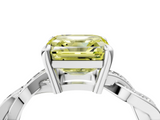 White gold Fancy Yellow Asscher  Cut Twisted Pavé Band Solitaire Ring with Four-Prong Setting_4