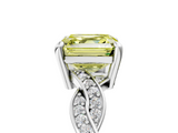 White gold Fancy Yellow Asscher  Cut Twisted Pavé Band Solitaire Ring with Four-Prong Setting_5