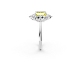 White gold Fancy Yellow Asscher  Diamond Cluster Halo Ring with Solitaire Band and Four-Prong Setting_2