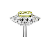 White gold Fancy Yellow Asscher  Diamond Cluster Halo Ring with Solitaire Band and Four-Prong Setting_5
