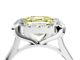White gold Fancy Yellow Asscher  Diamond Cluster Halo Solitaire with Four-Prong Setting_143