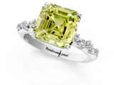 White gold Fancy Yellow Asscher  Diamond Cluster Prong-Set Solitaire Ring_1