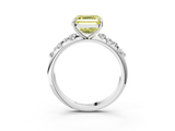 White gold Fancy Yellow Asscher  Diamond Cluster Prong-Set Solitaire Ring_3