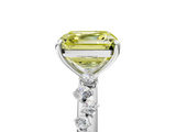 White gold Fancy Yellow Asscher  Diamond Cluster Prong-Set Solitaire Ring_5