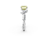 White gold Fancy Yellow Asscher  Diamond Floral Vine Solitaire Engagement Ring_2