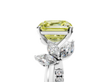 White gold Fancy Yellow Asscher  Diamond Floral Vine Solitaire Engagement Ring_5