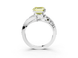 White gold Fancy Yellow Asscher  Diamond Halo Ring with Marquise and Pavé Band in Prong Setting_20