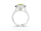 White gold Fancy Yellow Asscher  Diamond Halo Ring with Milgrain Frame and Pavé Band_108