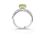 White gold Fancy Yellow Asscher  Diamond Pavé Band Solitaire Ring with Four-Prong Setting_49