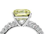 White gold Fancy Yellow Asscher  Diamond Pavé Band Solitaire Ring with Four-Prong Setting_49