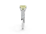 White gold Fancy Yellow Asscher  Diamond Pavé Band Solitaire Ring with Four-Prong Setting_49