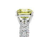 White gold Fancy Yellow Asscher  Diamond Pavé Band Solitaire Ring with Four-Prong Setting_51