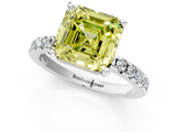 White gold Fancy Yellow Asscher  Diamond Pavé Band Solitaire with Four-Prong Setting_1