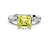 White gold Fancy Yellow Asscher  Diamond Pavé Band Solitaire with Four-Prong Setting_37