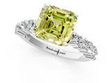 White gold Fancy Yellow Asscher  Diamond Pavé Band Solitaire with Four-Prong Setting_38